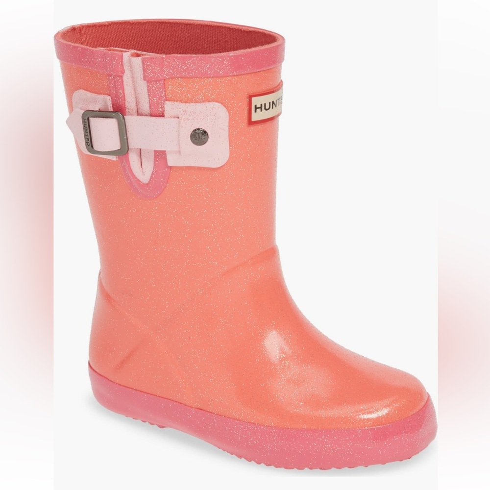 Glittery Pink/Coral Hunter rain boots. SIZE 9US